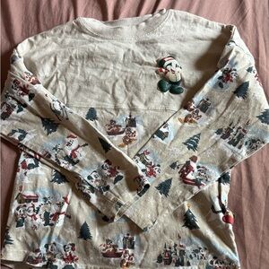 Disney Cream Long Sleeve spirit jersey with Festive Christmas Print